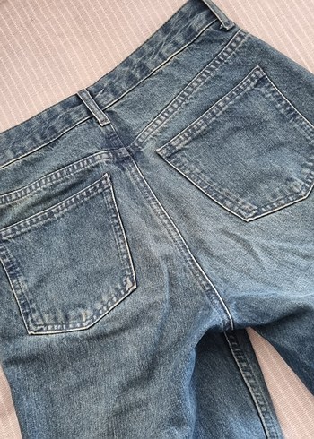 Geniş Kesim Kadın Mavi kargo Kot Pantolon - Görsel 2