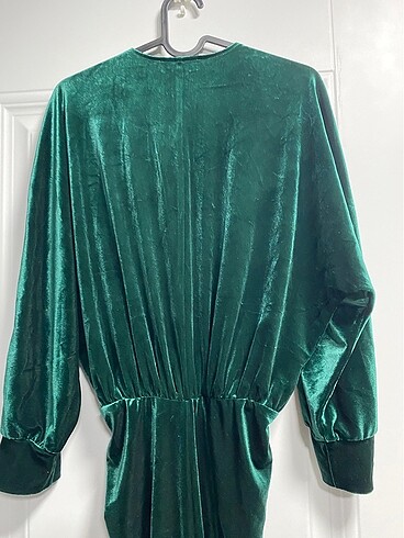 Paulmark kadife elbise zümrüt yeşili - Görsel 3