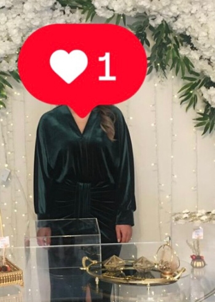 Paulmark kadife elbise zümrüt yeşili - Görsel 5