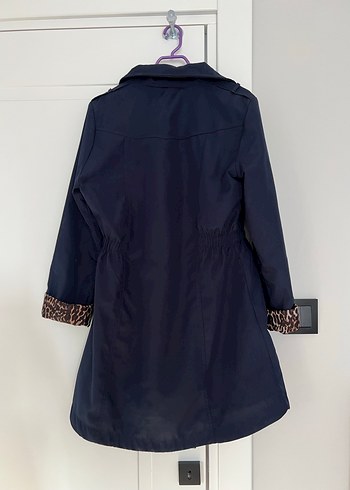 Düğmeli Lacivert Midi Kadın Trenckot - Görsel 5