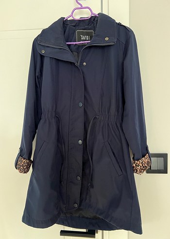 Düğmeli Lacivert Midi Kadın Trenckot - Görsel 2