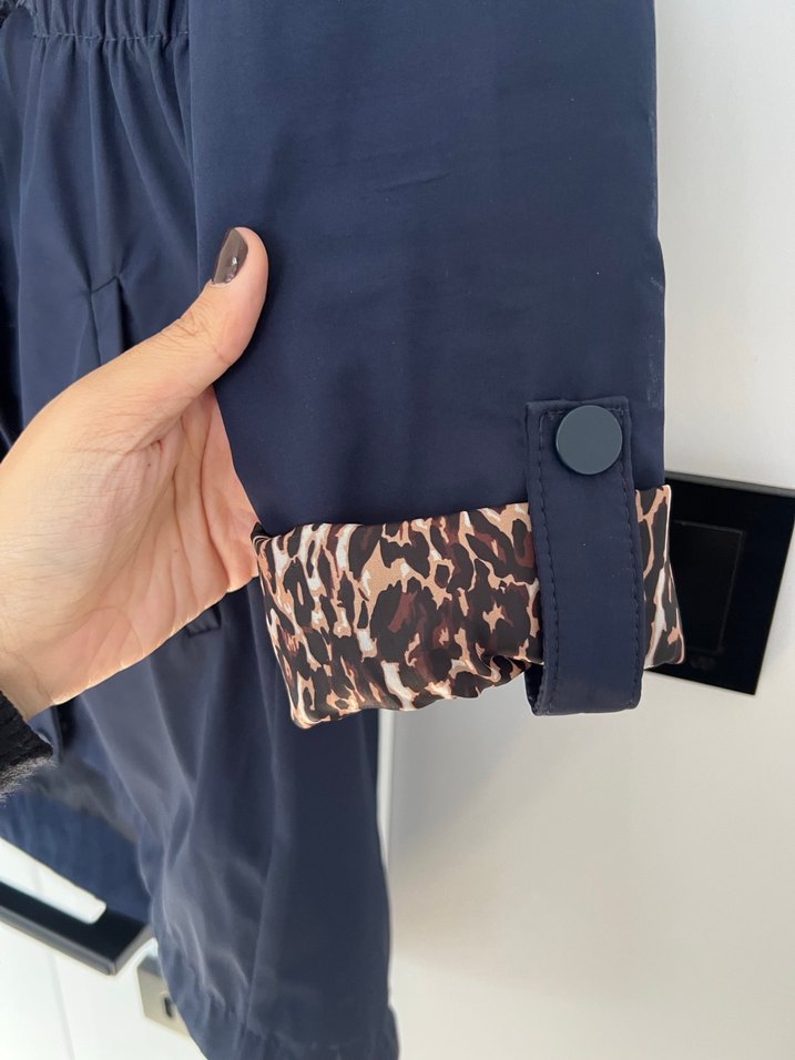 Düğmeli Lacivert Midi Kadın Trenckot - Görsel 3