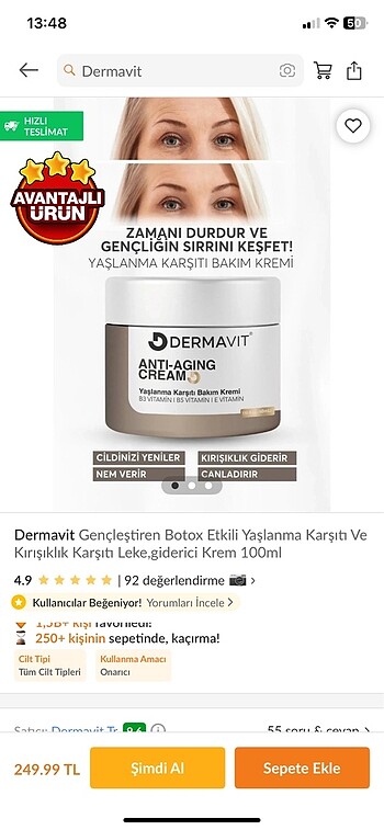 Anti agıng krem