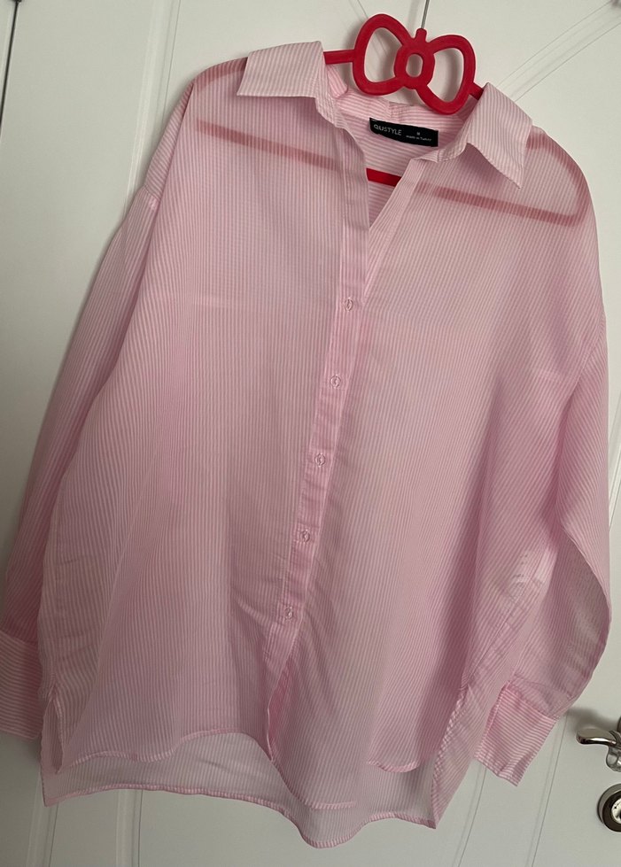 Kadın Transparan Pembe Gömlek - Görsel 3