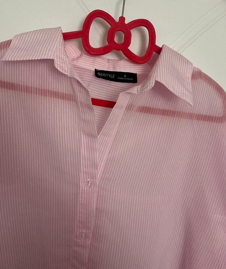 Kadın Transparan Pembe Gömlek - Görsel 2