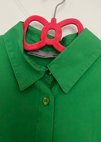 Yeşil Düğmeli Uzun Kollu Kadın Gömlek - Görsel 2