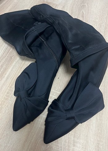 Zara Basıc Kadın Fiyonklu Çorap Çizme - Görsel 2