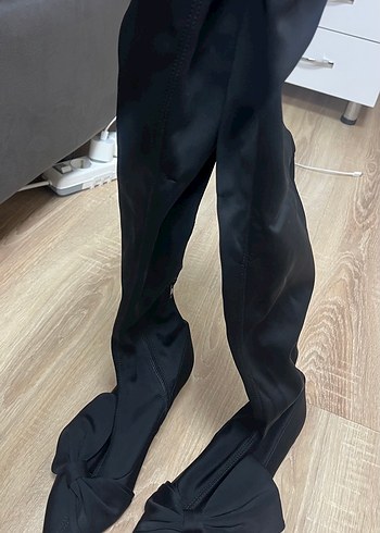 Zara Basıc Kadın Fiyonklu Çorap Çizme - Görsel 6