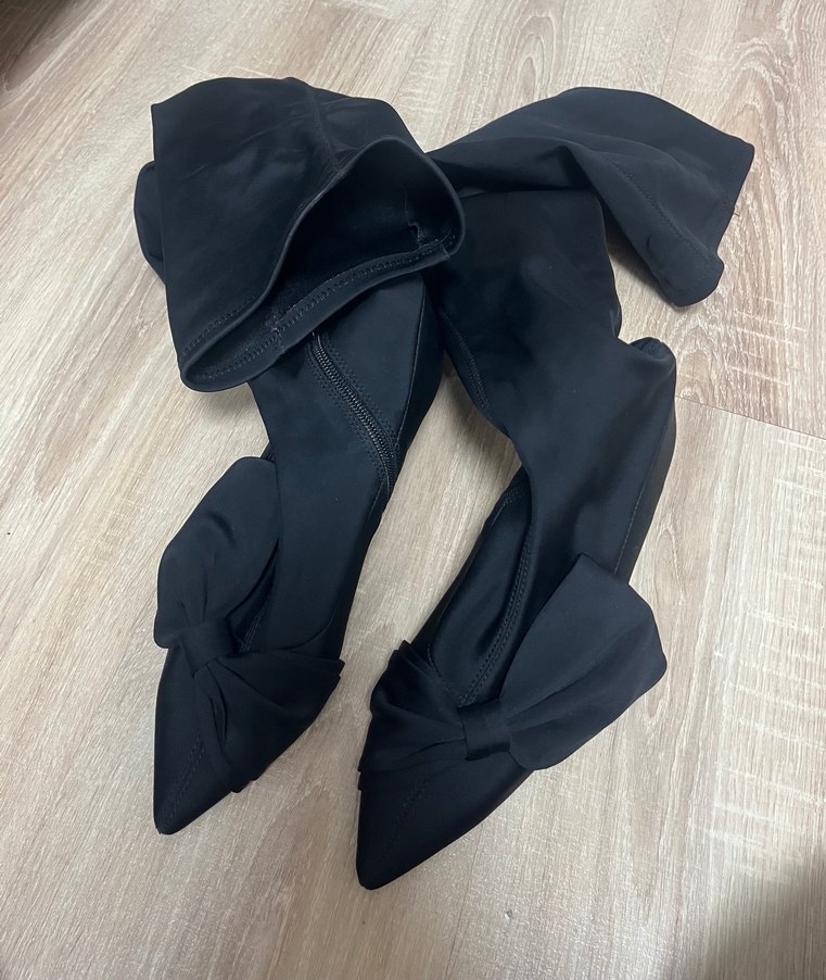 Zara Basıc Kadın Fiyonklu Çorap Çizme - Görsel 4