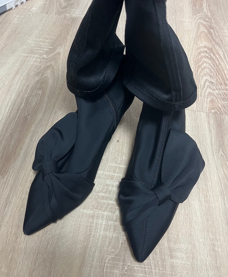 Zara Basıc Kadın Fiyonklu Çorap Çizme - Görsel 3