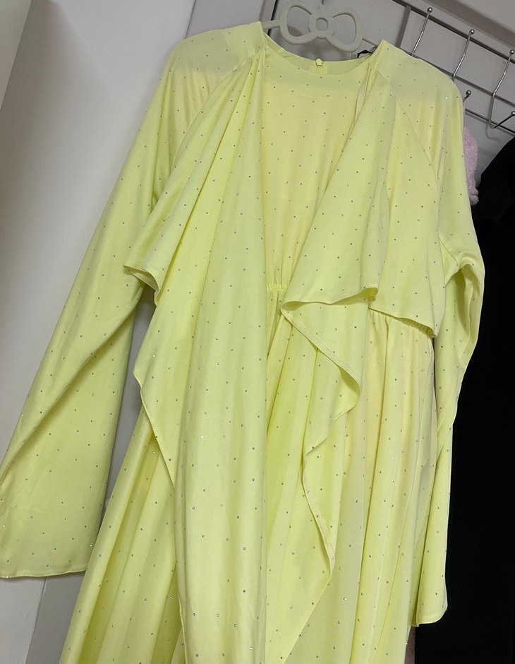 Taşlı Bağlama Detaylı Tesettür Elbise - Görsel 2