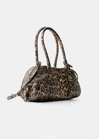  Beden kahverengi Renk Bershka Leopar Çanta