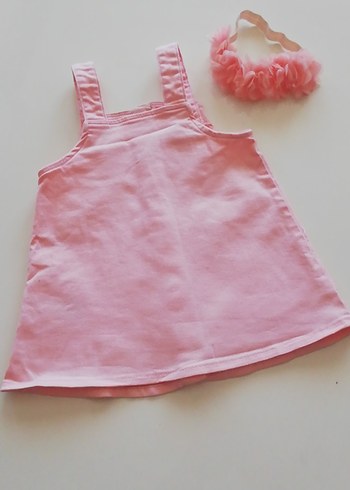 LC Waikiki Düğmeli Pembe Kolsuz Kız bebek Elbisesi