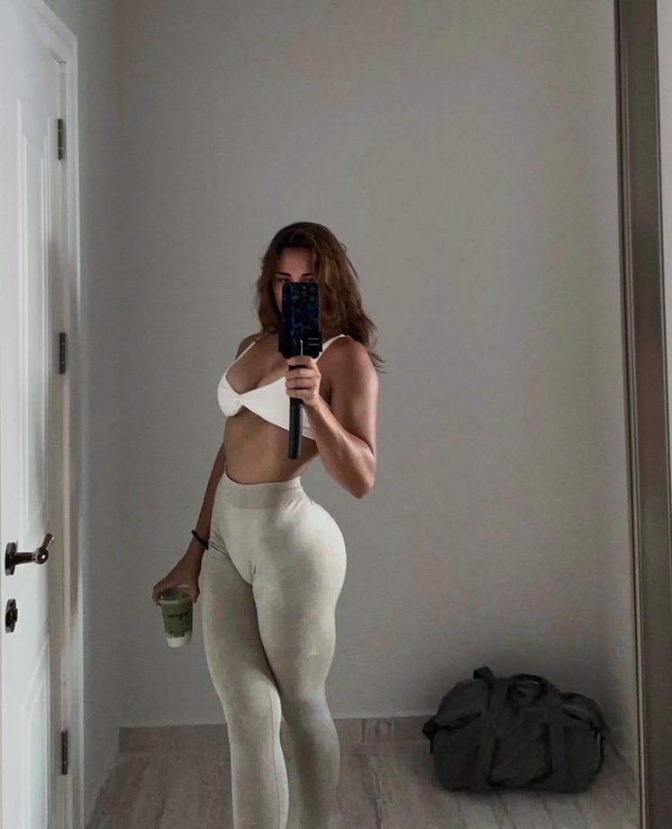 TEMU Dantel Detaylı Bej Kadın Spor Tayt - Görsel 2