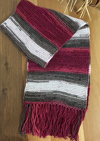 Bordo Gri Örgü Bohem Kadın Şal
Arkı - Görsel 2