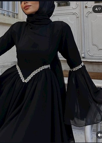Abiye Siyah Uzun Kollu Drapeli Gotik Kadın Abiye kiralık
