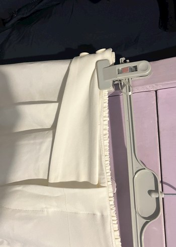 Beyaz Pilili Midi Kumaş Pantolon - Görsel 2