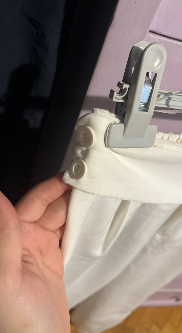 Beyaz Pilili Midi Kumaş Pantolon - Görsel 3