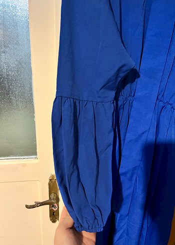 Mavi Uzun Kollu Salaş Kadın Elbise - Görsel 3