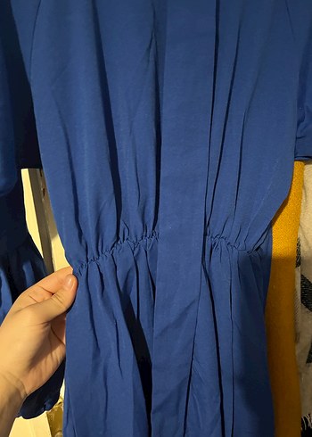 Mavi Uzun Kollu Salaş Kadın Elbise - Görsel 2