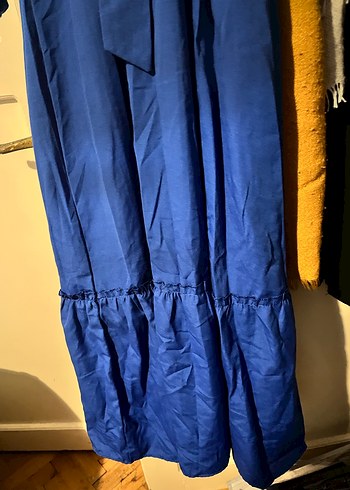 Mavi Uzun Kollu Salaş Kadın Elbise - Görsel 4