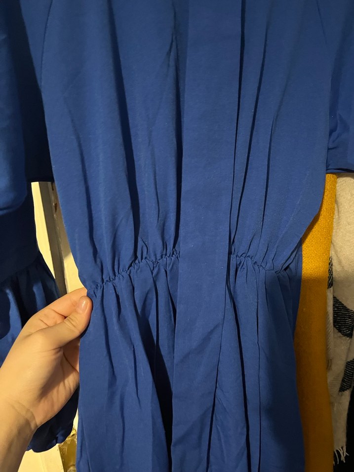 Mavi Uzun Kollu Salaş Kadın Elbise - Görsel 2