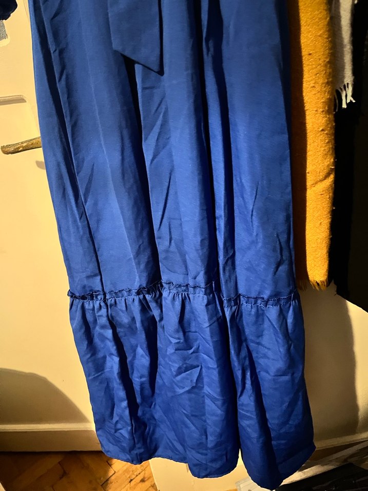 Mavi Uzun Kollu Salaş Kadın Elbise - Görsel 4