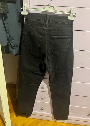 Kadın Siyah Baskılı Denim Midi Jean - Görsel 3