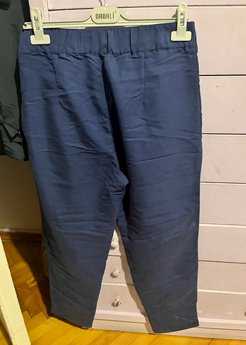 Kadın Lacivert Piliseli Midi Denim Pantolon - Görsel 6