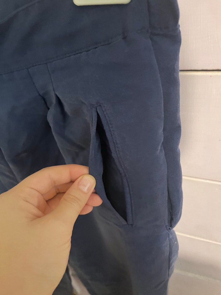 Kadın Lacivert Piliseli Midi Denim Pantolon - Görsel 3