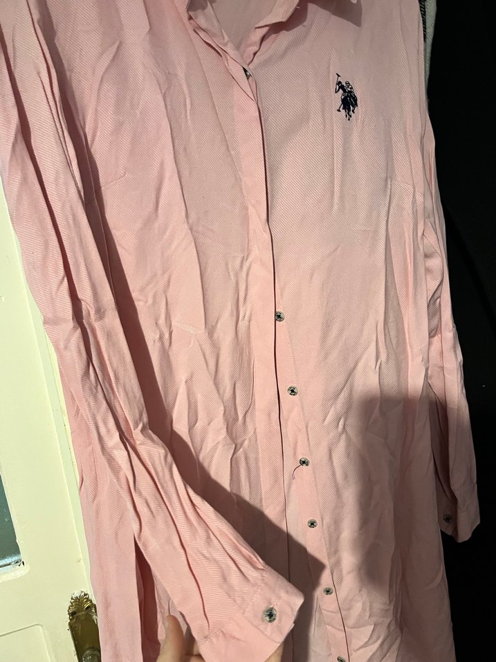 Uzun Kollu Pembe Kadın Gömlek - Görsel 2