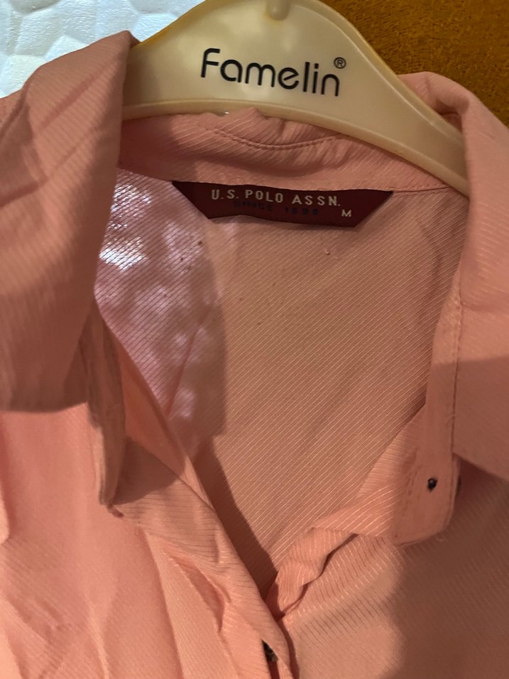 Uzun Kollu Pembe Kadın Gömlek - Görsel 3