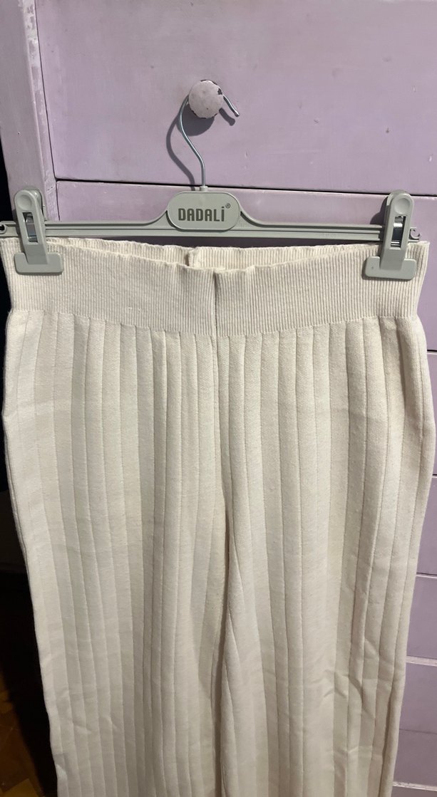 Bej Pilili Keten Kadın Pantolon - Görsel 3