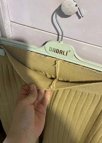 Bej Kadın Piliseli Triko Pantolon - Görsel 3