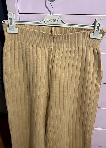 Bej Kadın Piliseli Triko Pantolon - Görsel 2