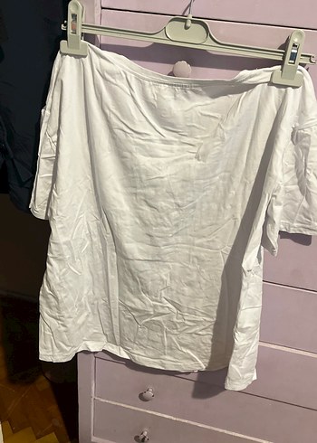 Beyaz Baskılı V Yaka Hamile Tişört - Görsel 5