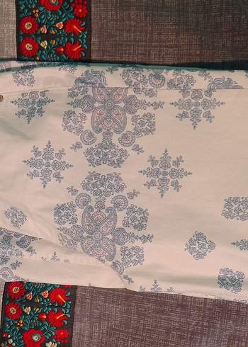 Bohem Etnik Desenli Mavi Midi Jean