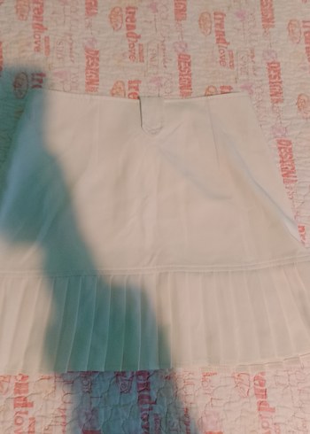 Beyaz Pliseli Midi Mini Etek - Görsel 3