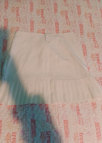 Beyaz Pliseli Midi Mini Etek - Görsel 2