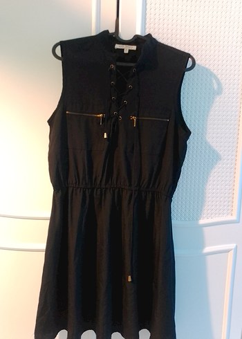 Siyah Kemerli Midi Goth Elbise - Görsel 2