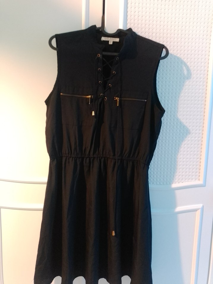 Siyah Kemerli Midi Goth Elbise - Görsel 2