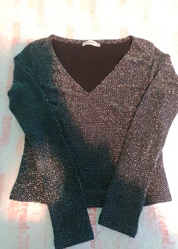 Gri V Yakalı Uzun Kollu Triko Kazak - Görsel 2