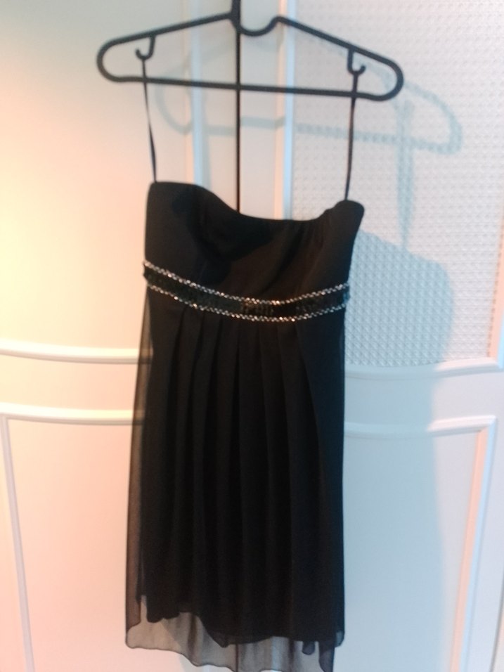 Straplez Siyah Midi Gotik Elbise - Görsel 2