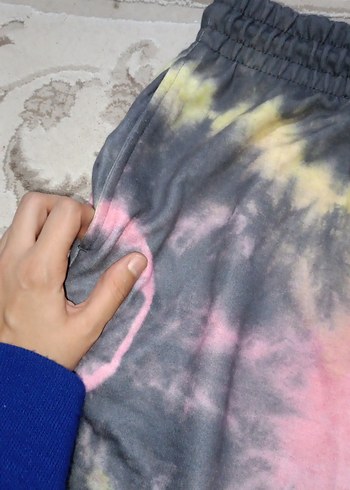 l Beden Bağcıklı Çok Renkli Erkek Tie-Dye Şort