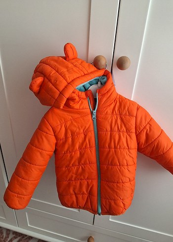 Turuncu Kapüşonlu Erkek Çocuk Mont - Görsel 2