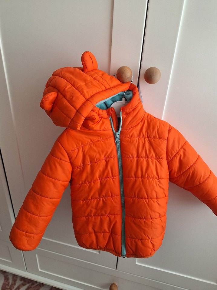 Turuncu Kapüşonlu Erkek Çocuk Mont - Görsel 2