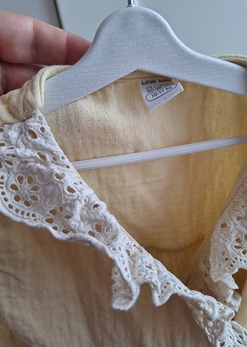 Kız Çocuk Bej Keten Fırfırlı Elbise - Görsel 3