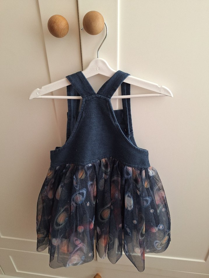 Kız Çocuk Lacivert Denim Elbise - Görsel 4