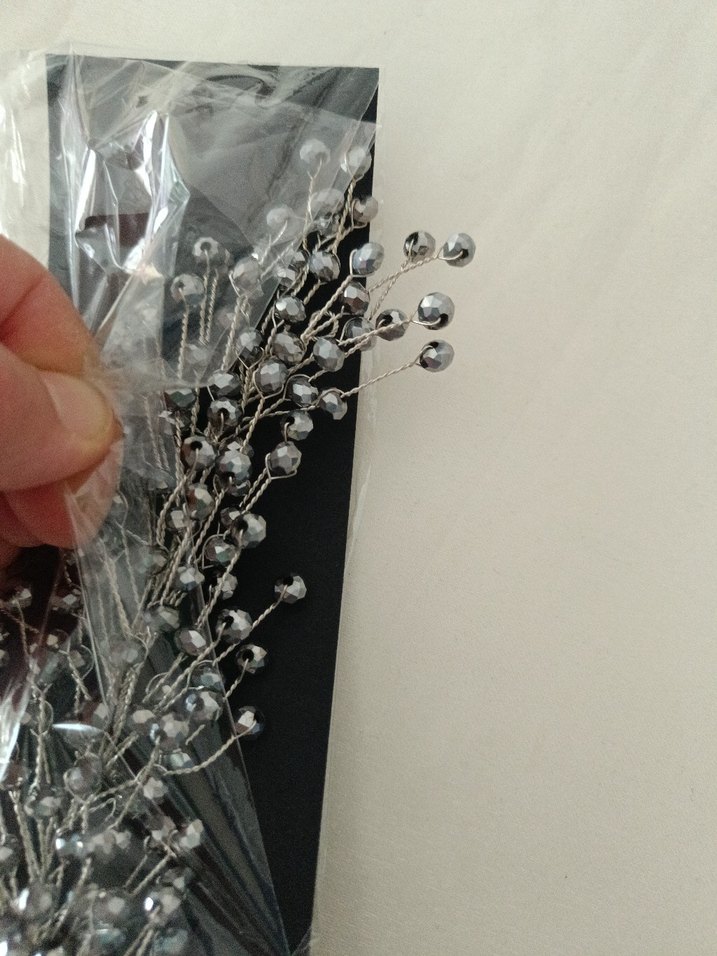 Gri Boncuklu Kadın Saç Aksesuarı - Görsel 3