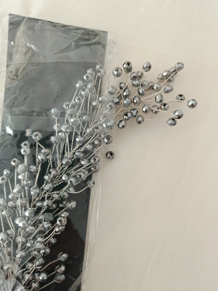 Gri Boncuklu Kadın Saç Aksesuarı - Görsel 5